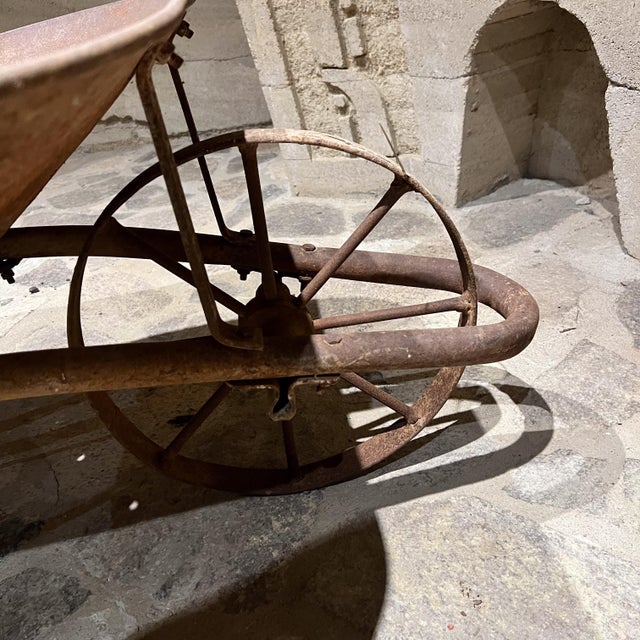 AMBIANIC presents Rustic Old Vintage Metal Wheelbarrow Garden Cart antique Garden cart 19 h x 28.25 w x 59.5 long rust...
