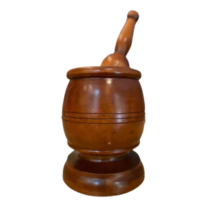 Antique 18th Century Early American Hand Turned Mortar and Pestle