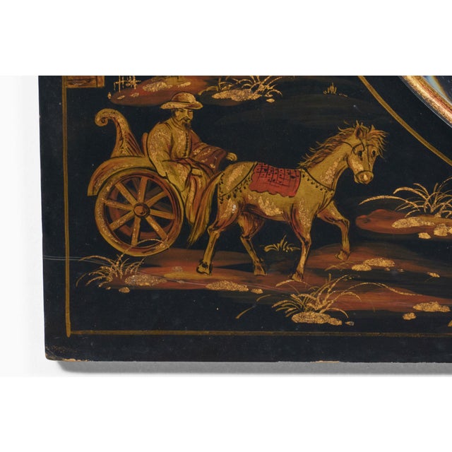 1920s Chinoiserie Ebonized Two-Tiered Pagoda Topped Mirror For Sale - Image 5 of 8