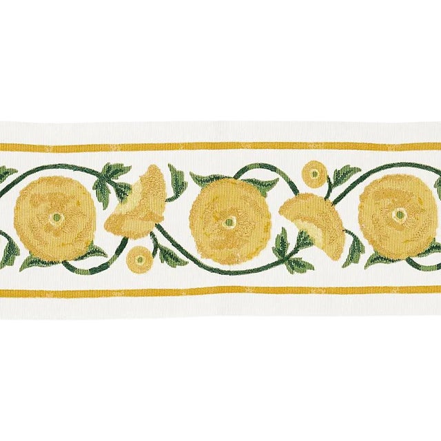 Sample- Schumacher Saranda Flower Embroidery Tape in Marigold For Sale