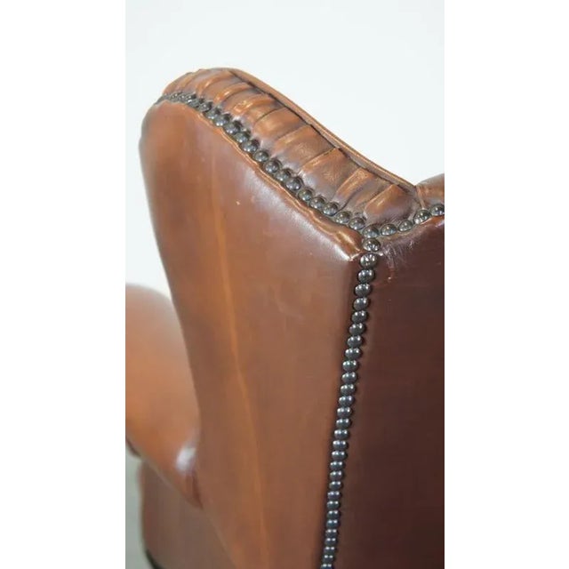 Leather Chesterfield Wingchair For Sale - Image 11 of 12