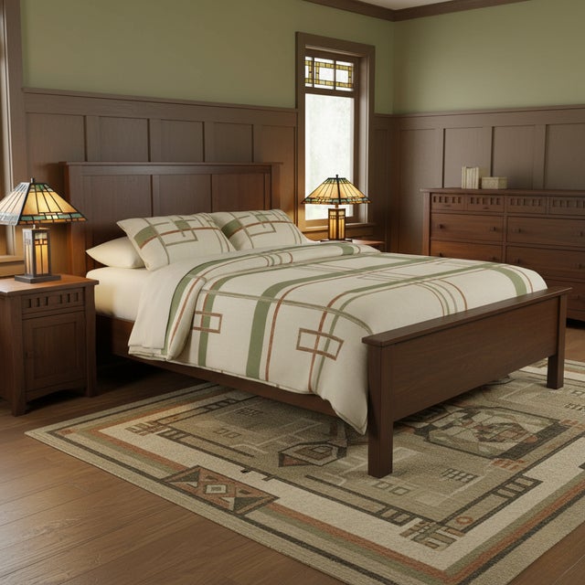 Brown Mission Oak Panel Bed - Walnut For Sale - Image 8 of 8