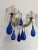C 1920 Cobalt Mouth Blown Murano Drops Crystal Prisms Sconces One of a Kind For Sale - Image 11 of 11