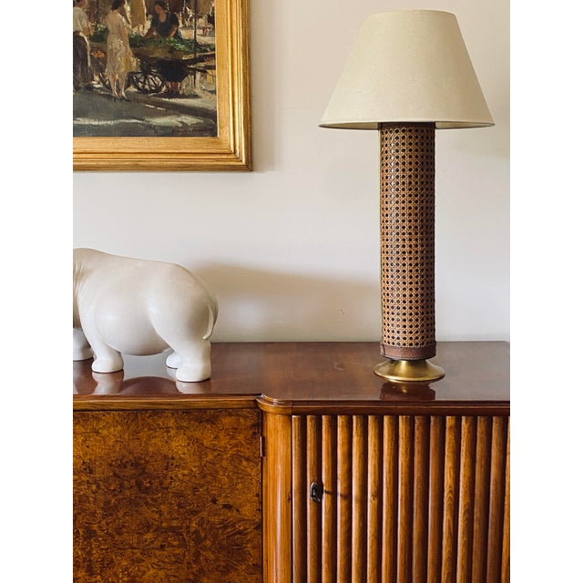 Hollywood Regency Brass and Vienna Straw Lamp Base, Italy, 1970s For Sale - Image 6 of 14