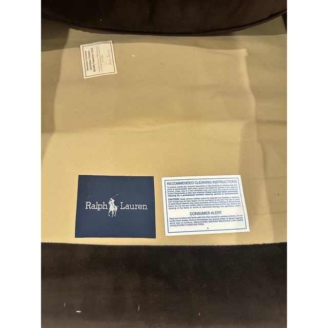 2000 - 2009 Ralph Lauren Wingback Club “Writer’s” Chair With Ottoman — Chocolate Brown Velvet For Sale - Image 5 of 12