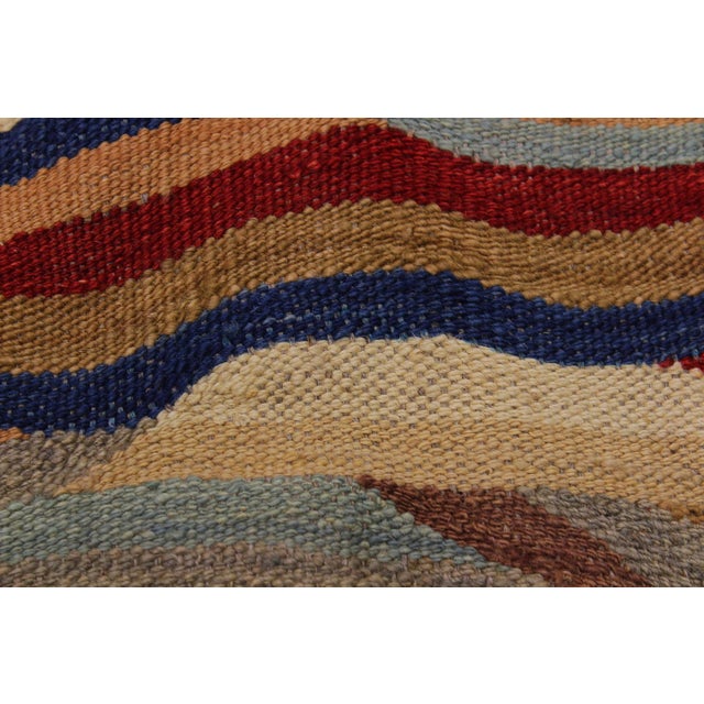 1990s Navaho Kilim Red Blue Wool Rug - 4'11" X 6'10" For Sale - Image 5 of 7