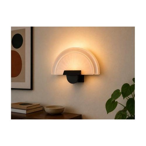 Vintage Semicircular Glass Wall Light from Arteluce, Italy, 1980s, in Good conditions. Designed 1980 to 1989 Up to 250V...