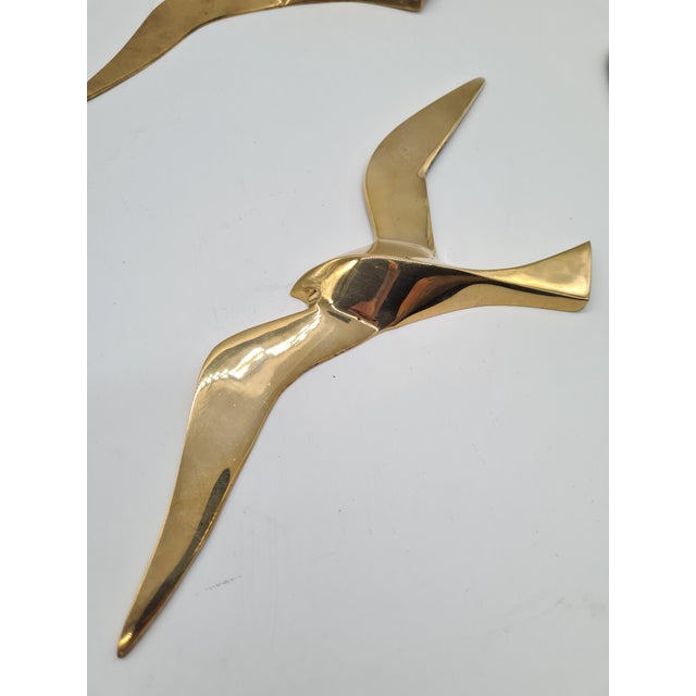 1970s Vintage Wall Decorations Seagulls in Gold Brass, Norway, 1970s, Set of 5 For Sale - Image 5 of 7