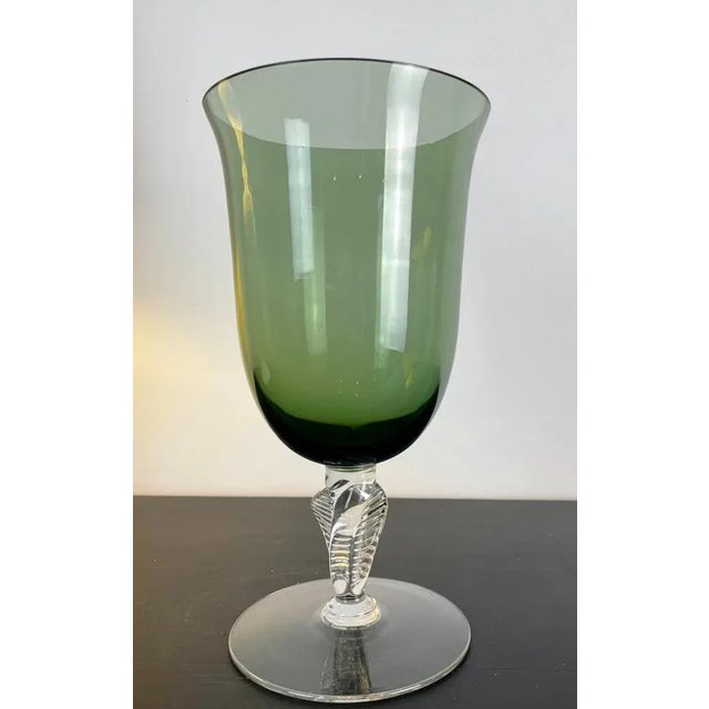 Forest Green Vintage French Pedestal Glass Jar in Green, France, 1970s For Sale - Image 8 of 8