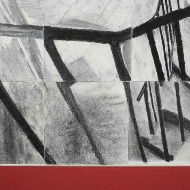 Art Deco Mosaic Charcoal Artwork, Study of Henri Cartier-Bresson’s Hyeres France 1950-1970 For Sale - Image 3 of 5