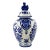 Delft Blue & White Lidded Ginger Jar Urn With Lion Finial From Holland For Sale