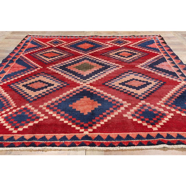 Red Vintage Persian Lori Rug - 06'05 X 08'08 For Sale - Image 8 of 9