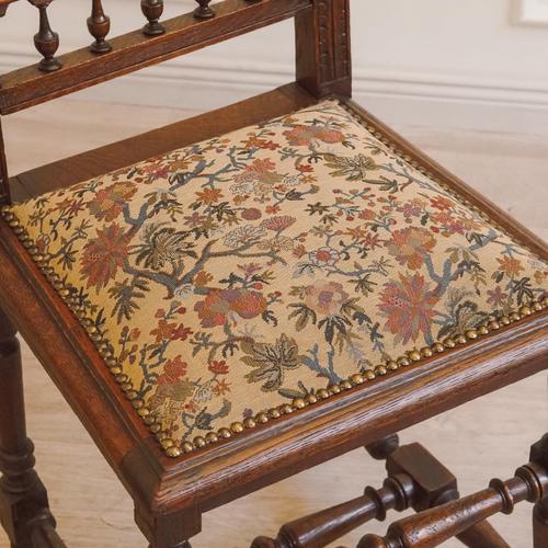 Gründerzeit Historicism Style Chairs in Oak with Tapestry Upholstery, 1890, Set of 6 For Sale - Image 10 of 18