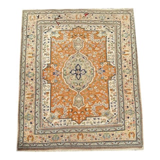 Vintage 5' X 6' Decorative Persian Tabriz Area Rug For Sale