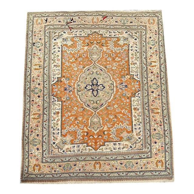 Vintage 5' X 6' Decorative Persian Tabriz Area Rug For Sale