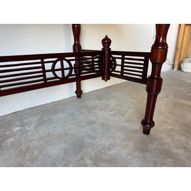 Vintage Chinese Carved Solid Mahogany Console Table With Latticework Details/ Sold For Sale In Miami - Image 6 of 11