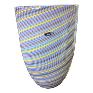 Large Multicolored Striped Murano Glass Vase from Seguso, 1970s For Sale