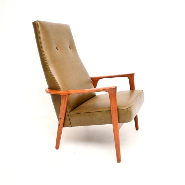 Mid-Century Modern Vintage Swedish Armchair in Walnut and Leather attributed to Inge Andersson from Bröderna Andersson, 1960 For Sale - Image 3 of 10