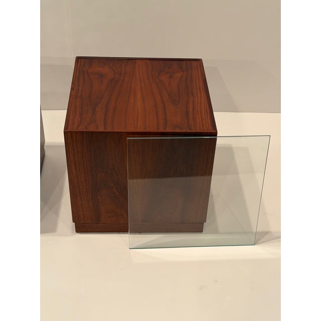 Mid Century Modern Pair of Walnut Cube End Tables For Sale - Image 12 of 12