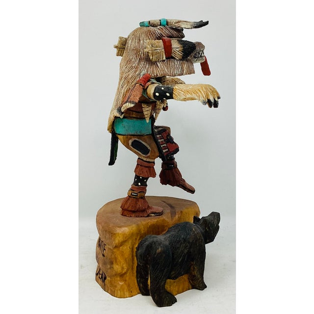 This Hopi White Bear Kachina Doll or Hon as he is called, was made by Milton Howard. Although the helmet and gloves...