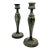 Vintage Brass Candlesticks With Verdigris Finish – Pair – Neoclassical / European Traditional For Sale