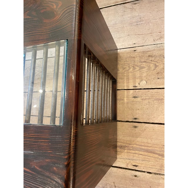 1970s 1970s Mid-Century Modern Industrial Wood and Brass Coffee and Cocktail Table For Sale - Image 5 of 5