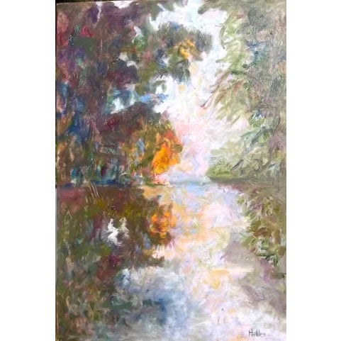 Abstract Monet River Scene - Oil on Canvas For Sale - Image 3 of 6