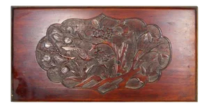 Antique Hand-Carved Lacquered Rosewood Wall Plaque From China, 19th Century