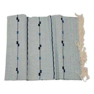 Rare Indigo Handwoven Textile by Keiko Tatano – Japanese Mingei Aizome Runner For Sale