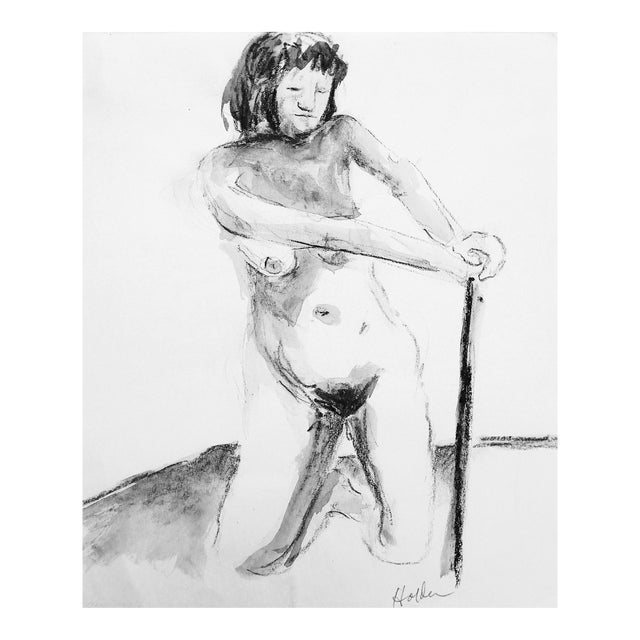 Martha Holden Contemporary "Modern Nude" Ink and Charcoal Drawing by Martha Holden For Sale