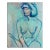 Vintage 1988 Fauvist Nude Woman in Blue Portrait Painting For Sale