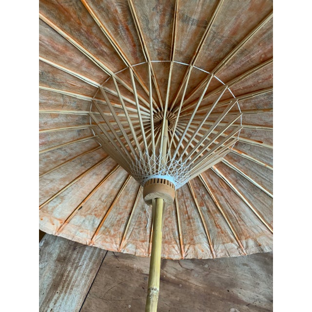 Japanese Antique Japanese Antique Painted Paper Parasol For Sale - Image 3 of 13