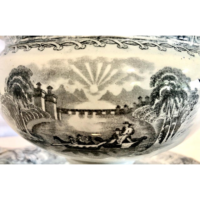 Antique White Staffordshire 19th-Century Covered Sauce or Gravy Tureen With Underplate For Sale - Image 8 of 12