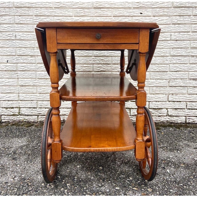 Vintage Solid Maple Drop Leaf Bar Cart Tea Cart Chairish