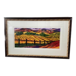 Susan R. Wilson Original Oilstick Landscape of Midwestern Farmland, Signed & Professionally Framed For Sale