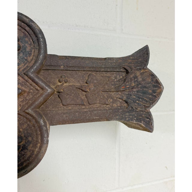 Brown Huge Antique Industrial Outdoor Cast Iron Religious Catholic Crucifix Cross For Sale - Image 8 of 15