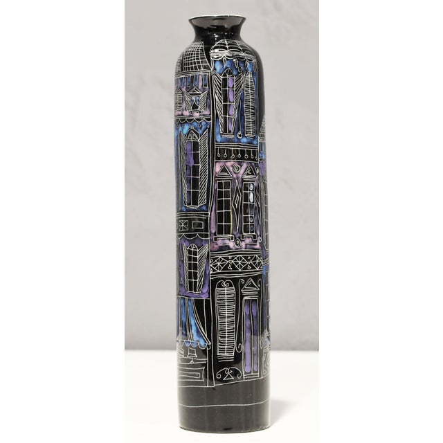 Black Marcello Fantoni for Raymor Glazed Ceramic Vase, Signed For Sale - Image 8 of 8