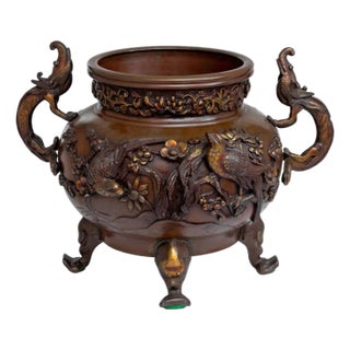 Japanese Bronze Two Handle Koro For Sale