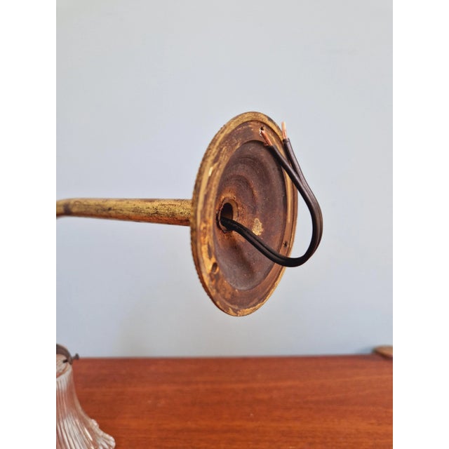 Wall Light in Bronze and Grooved Transparent Glass, 1890s For Sale - Image 9 of 13