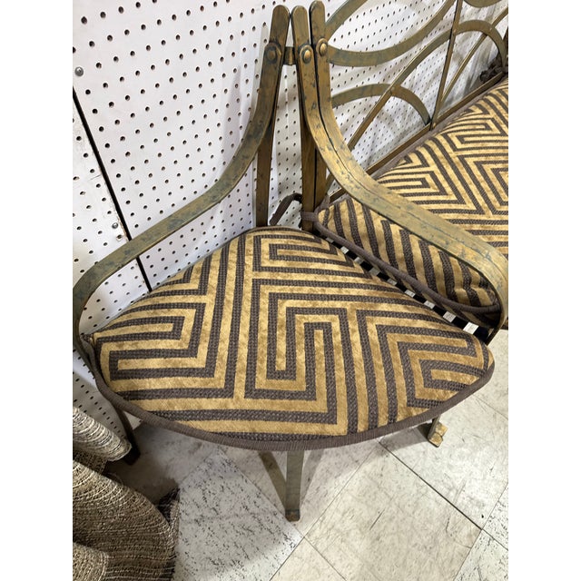 Antique French Three-Part Iron Bench With New Custom Cushions For Sale - Image 12 of 12