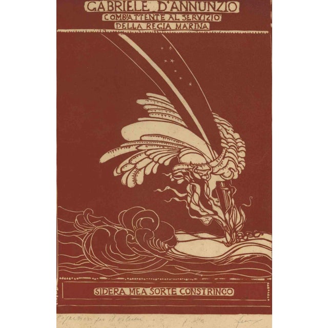 Unknown, Gabriele D'Annunzio, Original Woodcut, Early 20th Century For Sale