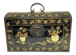 Vintage Chinese Painted Lacquer Domed Box