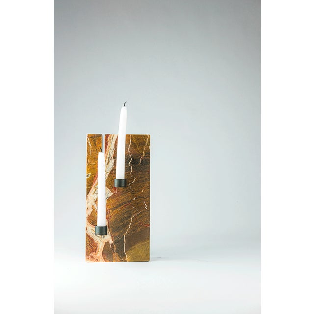 Contemporary Levature _ Antique Jasper Candleholder by Gumdesign for La Casa Di Pietra For Sale - Image 3 of 6