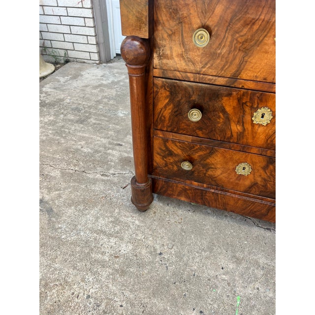 French 19th Century Empire Burl Walnut Marble Top Chest of Drawers For Sale - Image 12 of 12