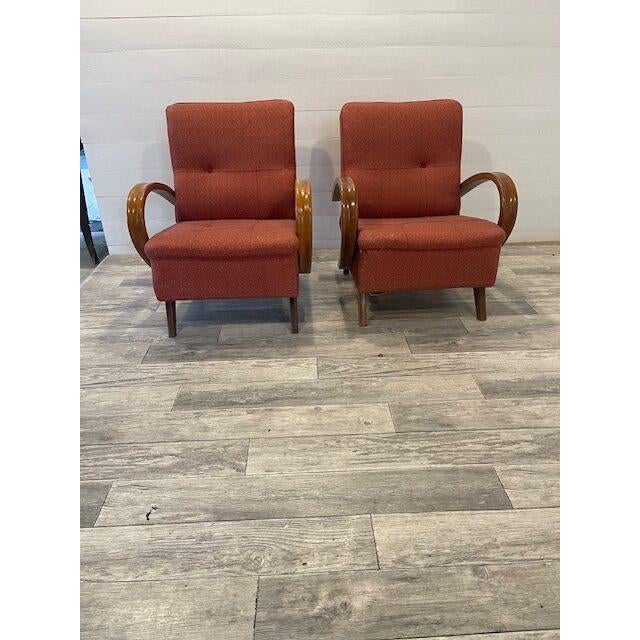 Textile Art Deco Mad-Man Relax Model C Chairs by Halabala, 1920, Set of 2 For Sale - Image 7 of 7