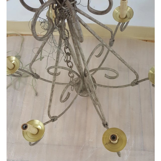 Rustic Chandelier With 6 Electric Candle Holders For Sale - Image 3 of 10