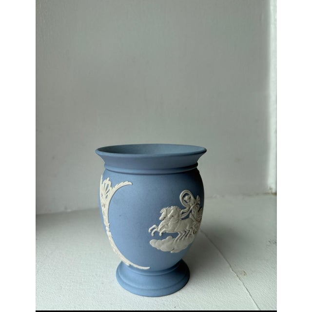 Josiah Wedgwood Vintage Wedgwood Pale Blue Jasperware Posey Pot Vase For Sale - Image 4 of 9