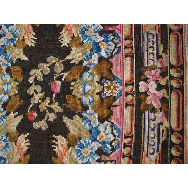 1760s Black Floral Medallion Antique English Axminster Rug 4' X 7' Knotted Wool Carpet For Sale - Image 4 of 6
