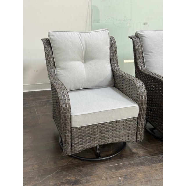 Outdoor Porch Glider Swivel Chairs, Pair For Sale - Image 9 of 12
