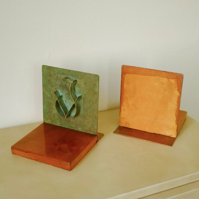 Mid-Century Modern 1930s Swedish Metal and Wooden Bookends For Sale - Image 3 of 10